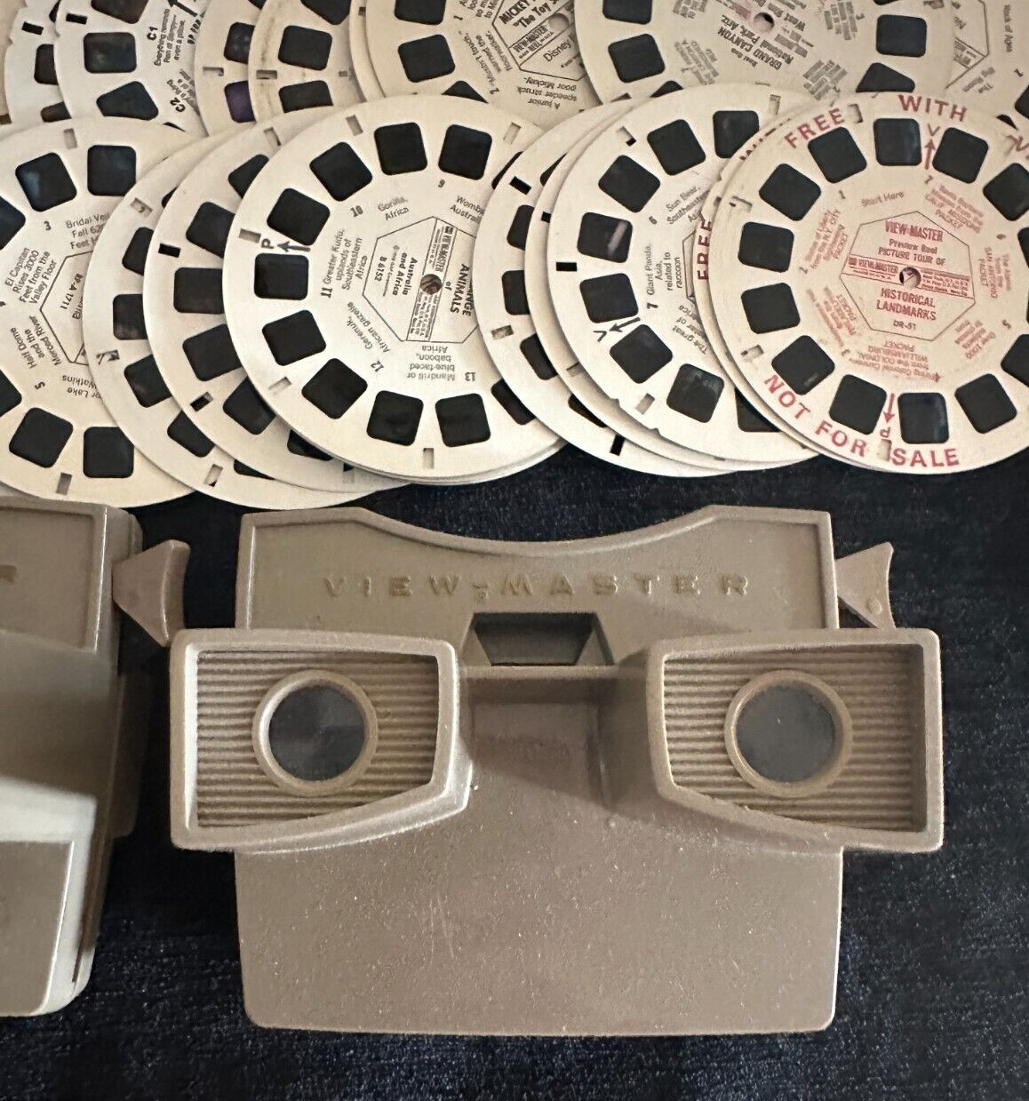 Vintage Lot of 2 View Master Viewers and 78 Reel Lot ~ Disney and Travel