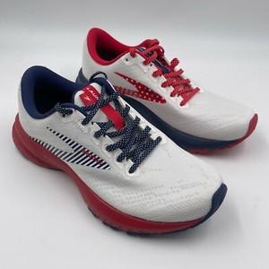 brooks red white blue running shoes