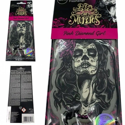 Day Of The Dead Pink Diamond Girl Aroma Cellulose Car Air Freshener New