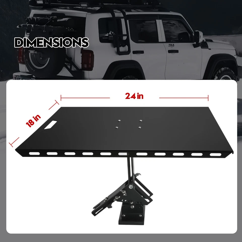 Mesa de camping para coche, mesa de puerta trasera para furgonetas y SUV, mesa de camping de metal ajustable Foto 2 de 4