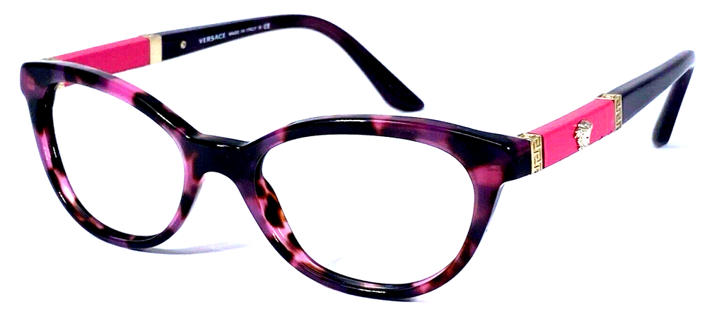 VERSACE MOD.3219-Q 5040 Purple Pink Tortoise Eyeglasses Frame 52-17-140