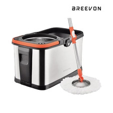 Spin Mop and Stainless Steel Bucket Set Mop and Buckets Sets with 2 Pads 360°