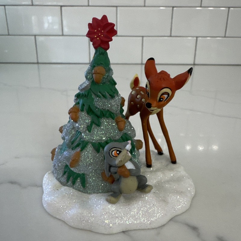 Vtg Disney Bambi & Thumper Christmas Ornament Brighten Light Up Tree Enesco P49