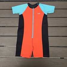 TYR Boys Girls Thermal Swim Suit Zip up Blue Orange Black Size 7/8 New Sample