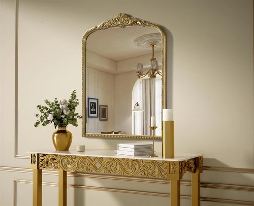 Elegant Decor Naomi Vintage Resin Mirror 33X42 in Antique Brass - Picture 3 of 7