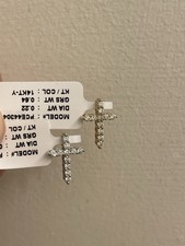 14k Yellow Gold Natural Diamond Cross Pendant