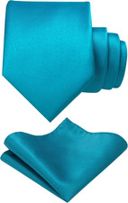 Solid Color Tie and Pocket Square Hankerchief with Lapel Pin Set for Men