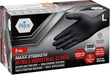 MED PRIDE 8 Mil Nitrile Gloves Heavy Duty Black Disposable Diamond Grip 200ct