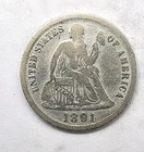Cull Cleaned 1891 Liberty Seated Silver Dime 10c US Coin You Grade It B15