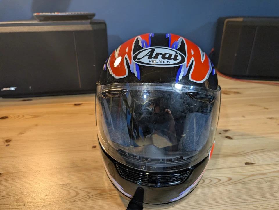 Vintage Arai Signet/s Motorcycle Helmet Medium 7 - 7 1/8 Inch Bold Graphics 57cm - Image 2 of 4