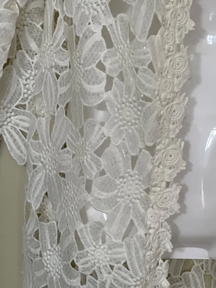 Cárdigan de encaje floral Double Zero M capas femenino blanco Foto 3 de 4