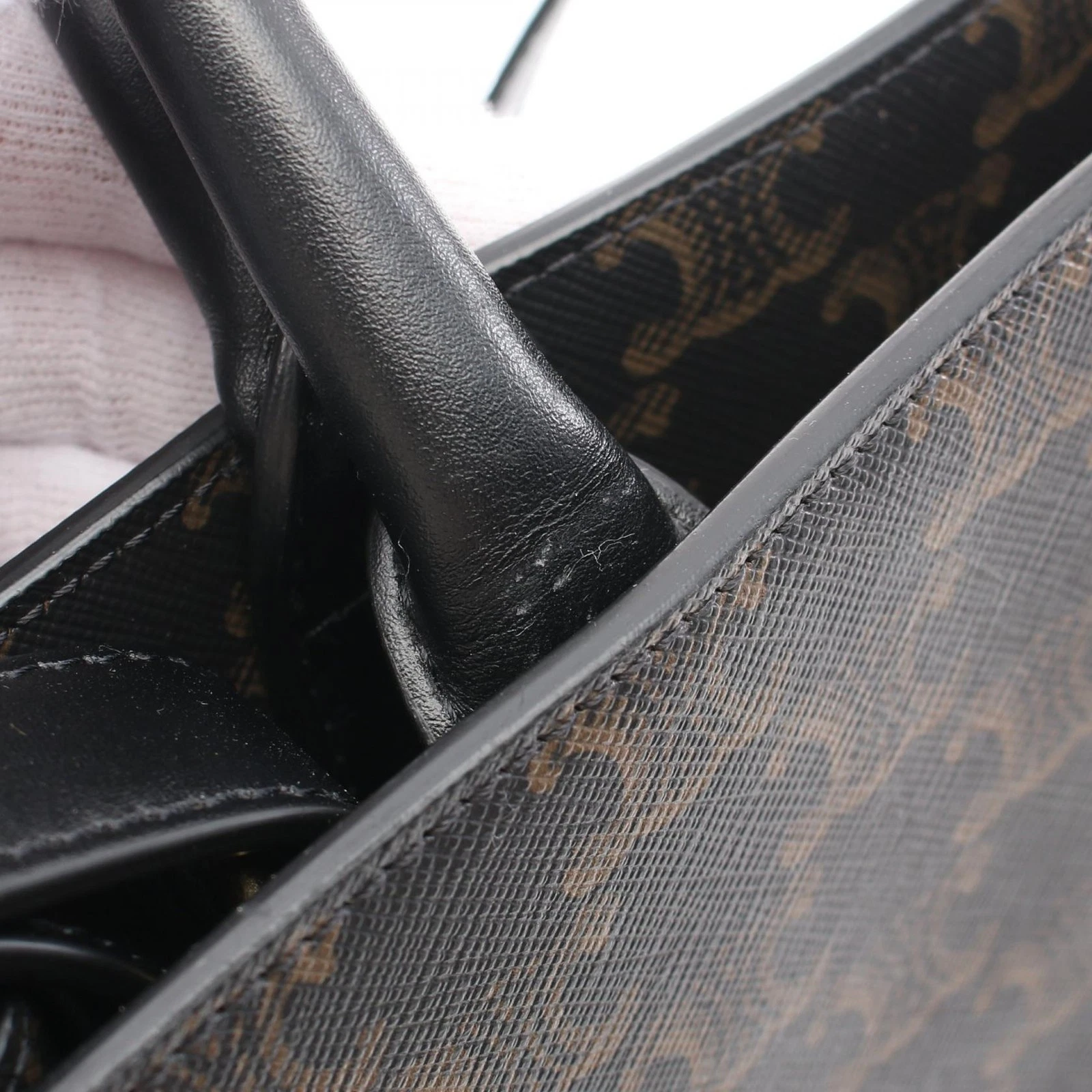 CELINE Borsa Trionfo Media Verticale Nero Marrone Tela PVC Usata