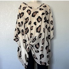 Spin USA Leopard Print Blouse 3X Made in USA Flowy Animal Print Top