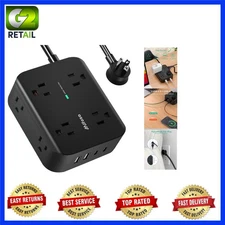Elegant Power Strip Surge Protector - 8 Outlets & 4 USB Ports for Home & Office