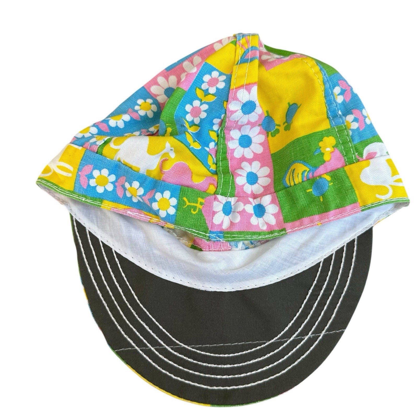 1960s Psychedelic Patchwork Cap Droop Brim Novelt… - image 3