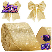 Schleifenband Gold Mit Draht 6Cm Breite Glitzer 10M Geschenkband Deko