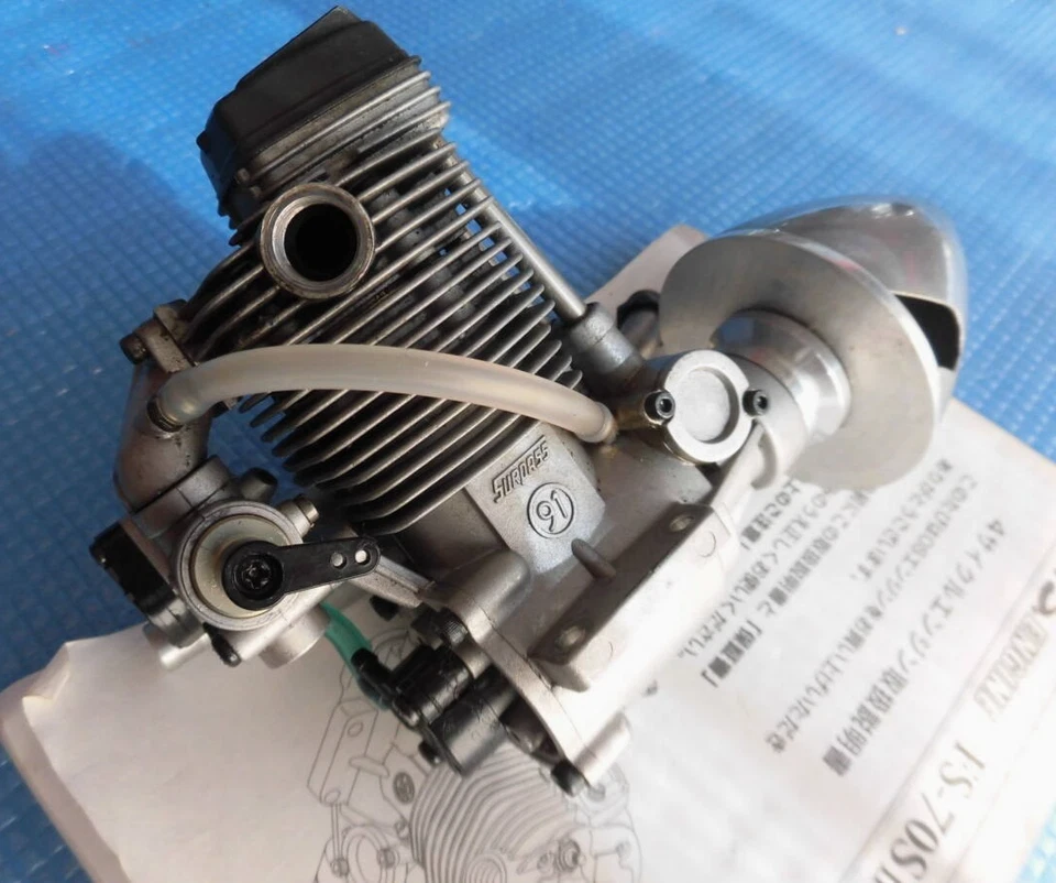 O.S.FS-91SII-P 14.95cc 4 cycle glow engine with muffler, used for R/C airplane - Image 4 of 4