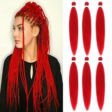 Red Pre-Stretched Braiding Hair 6-Pack Yaki Synthetic Hair Extension, 26" Sof...