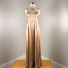 Show Me Your Mumu Gold Satin Maxi Dress – Size Small