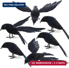 YOFIT Halloween Crow Decorations 6 Pack Fake Black Crows and Ravens