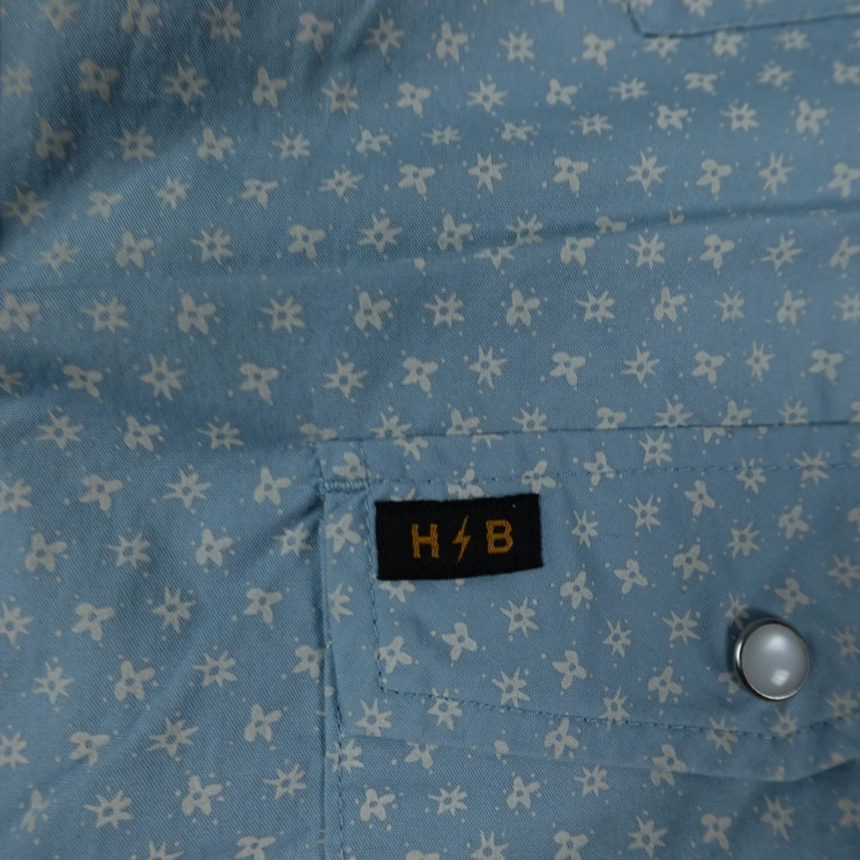 Howler Bros Shirt Mens 2XL Blue H Bar B Pearl Snap Short Sleeve Cowboy - Image 4 of 4