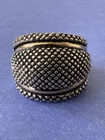 RARE Vintage 925 Sterling Silver & 14K Gold Granulated Dome Ring Size 7.5