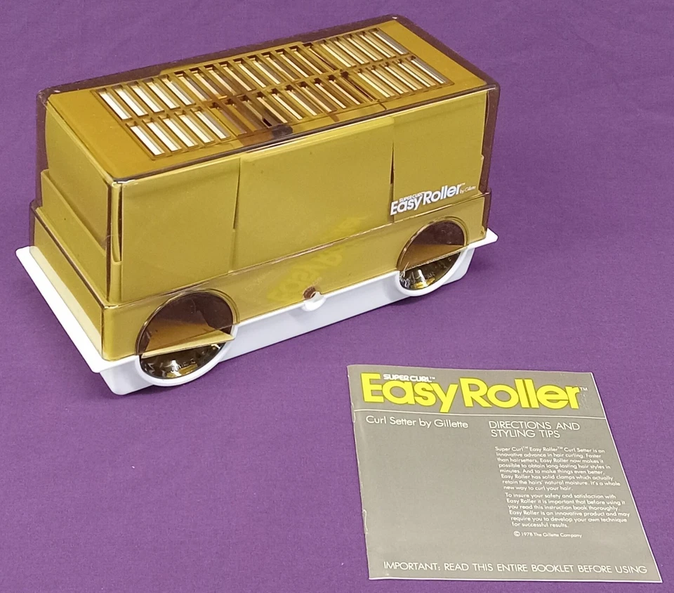 Gillette Super Curl Easy Roller Curlers Vintage Case Clips Hot Rollers - Image 2 of 4