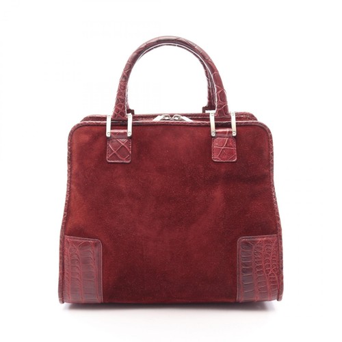 LOEWE Amazonas Handbag Suede leather Bordeaux Used Women
