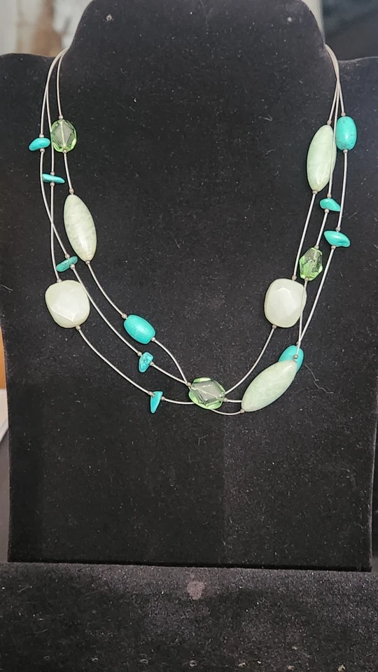 Colar aposentado Silpada prata esterlina aqua serpentina amazonita howlite N2021 - Imagem 2 de 4