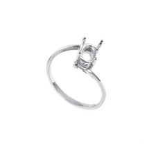 7x5mm Oval Semi Mount Ring 925 Sterling Silver Classic Prong Solitaire Setting