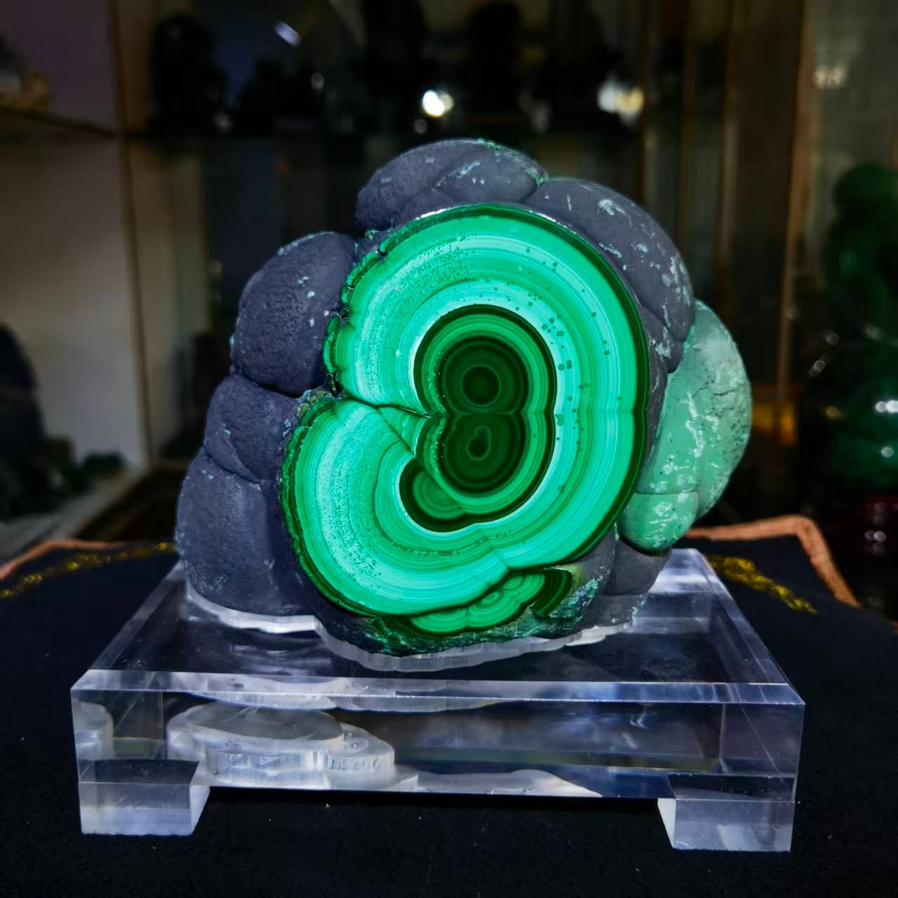 9.24lb TOP Natural malachite quartz crystal Mineral specimens reiki decor+Stand