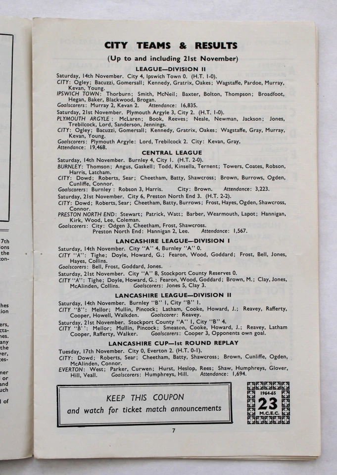 MANCHESTER CITY v BOLTON WANDERERS DIVISION 2 1964/65 28/11/1964 - Image 4 of 4