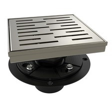 6 Inch Square Shower Drain Nickel Floor Drain with Flange Rainline Pattern Co...