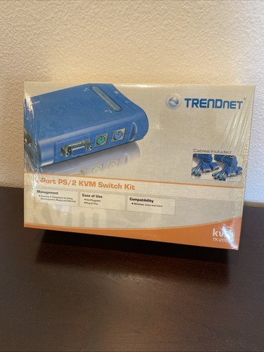 TRENDnet 2-Port PS/2 KVM Switch Kit With 2x KVM Cables TK-200K Version NEW SEAL - Picture 1 of 13