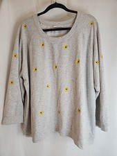 Workshop Republic Clothing Women 2X Sweatshirt Gray Allover Embroidered Daisy's
