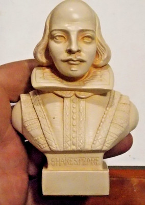 Vintage Off White Plaster William Shakespeare Bust Statue  Literary Decor