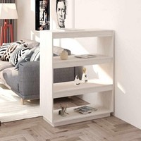 BüCherregal/Raumteiler Weiß 80X35X103 Cm Massivholz Kiefer