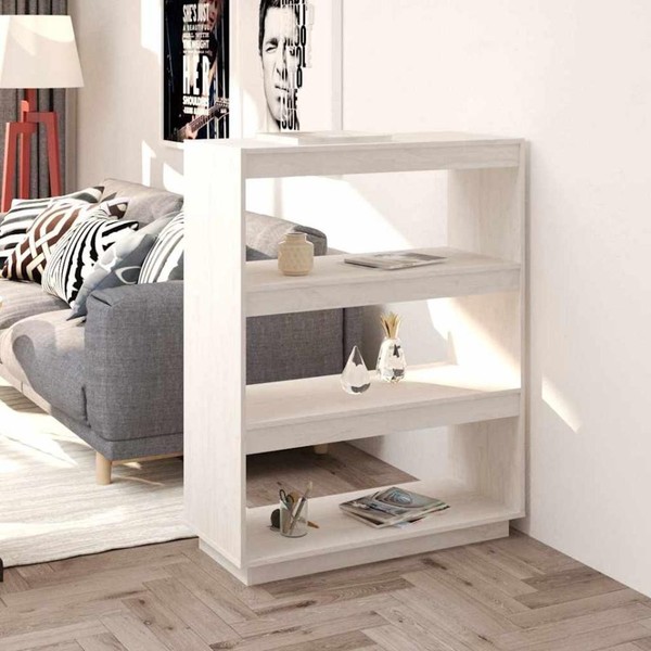 BüCherregal/Raumteiler Weiß 80X35X103 Cm Massivholz Kiefer-image