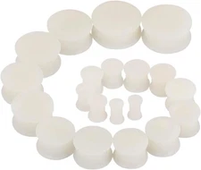 20Pcs Silicone Ear Plugs Kit Ear Gauges Stretching Set Double Saddle Tunnels ...