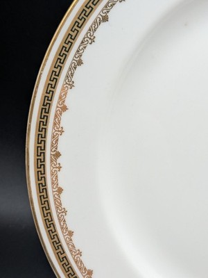 2-Jean Pouyat Limoges JPL 8 5/8'' Salad Plate Gold Black Greek Key Wanamaker 1919