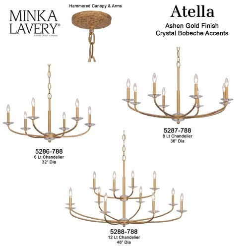 Minka Lavery 5287 Atella 8 Light 36"W Taper Candle Style - Ashen Gold - Picture 3 of 12