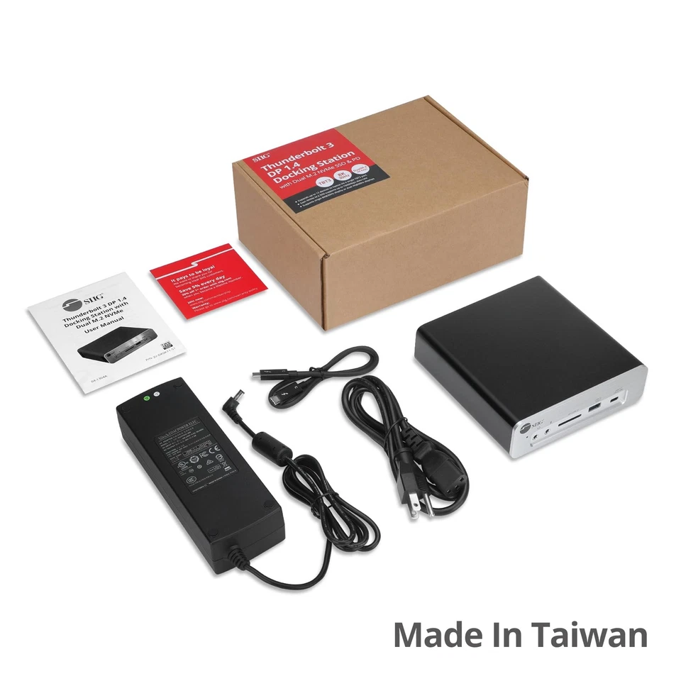 Estación de Acoplamiento para Laptop SIIG 8K Thunderbolt 3 Doble Ranura M.2 NVMe 96W Carga PD Foto 2 de 4