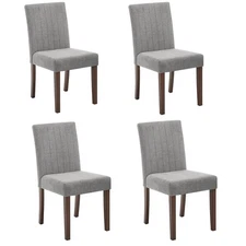 Upholstered Dining Chairs Set of 4, Fabric Kitchen Wood Leg Chairs with Cushion