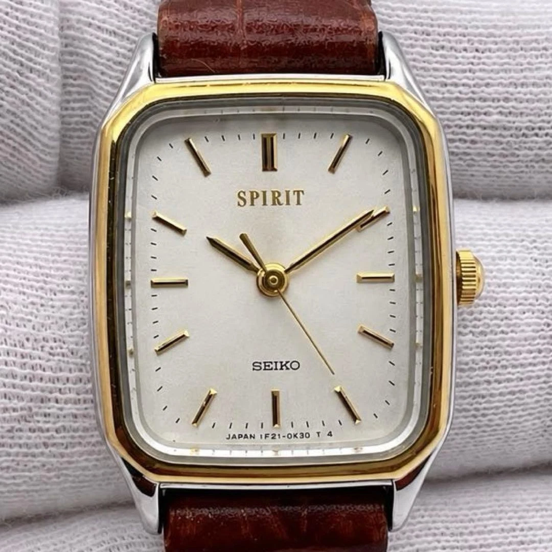 Seiko Spirit 1F21-5B20 Dos Tonos Tanque Cuarzo Damas Reloj Vintage Japón