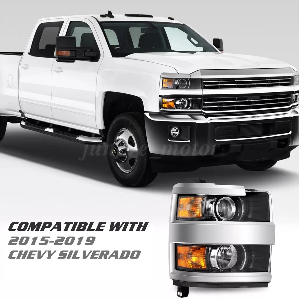 For 2015-2019 Chevy Silverado 2500 3500 HD Chrome Headlight Passenger Right Side Foto 2 de 4