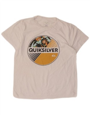 Quiksilver Womens Regular Fit Graphic T-Shirt Top UK 14 Medium White Cotton CD30