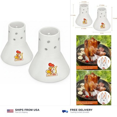 onlyfire 2 Pack (Large+Small) Ceramic Chicken Roaster Rack, Beer Can Chicken ...