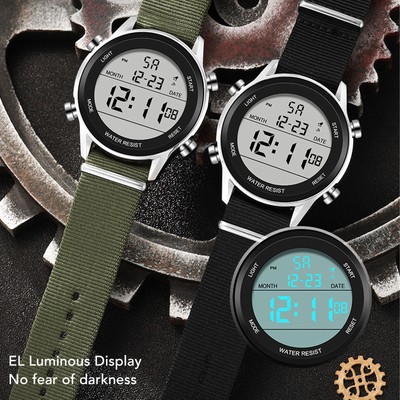 Herren Digital Sport Wasserdichte Uhr Dual Time Zone Stoppuhr Kalender Tag A GD2