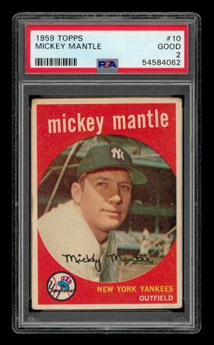 1959 Topps Set-Break # 10 Mickey Mantle PSA 2 GOOD