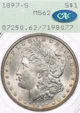 1897-S $1 PCGS MS62 CAC Rattler OGH Morgan Silver Dollar